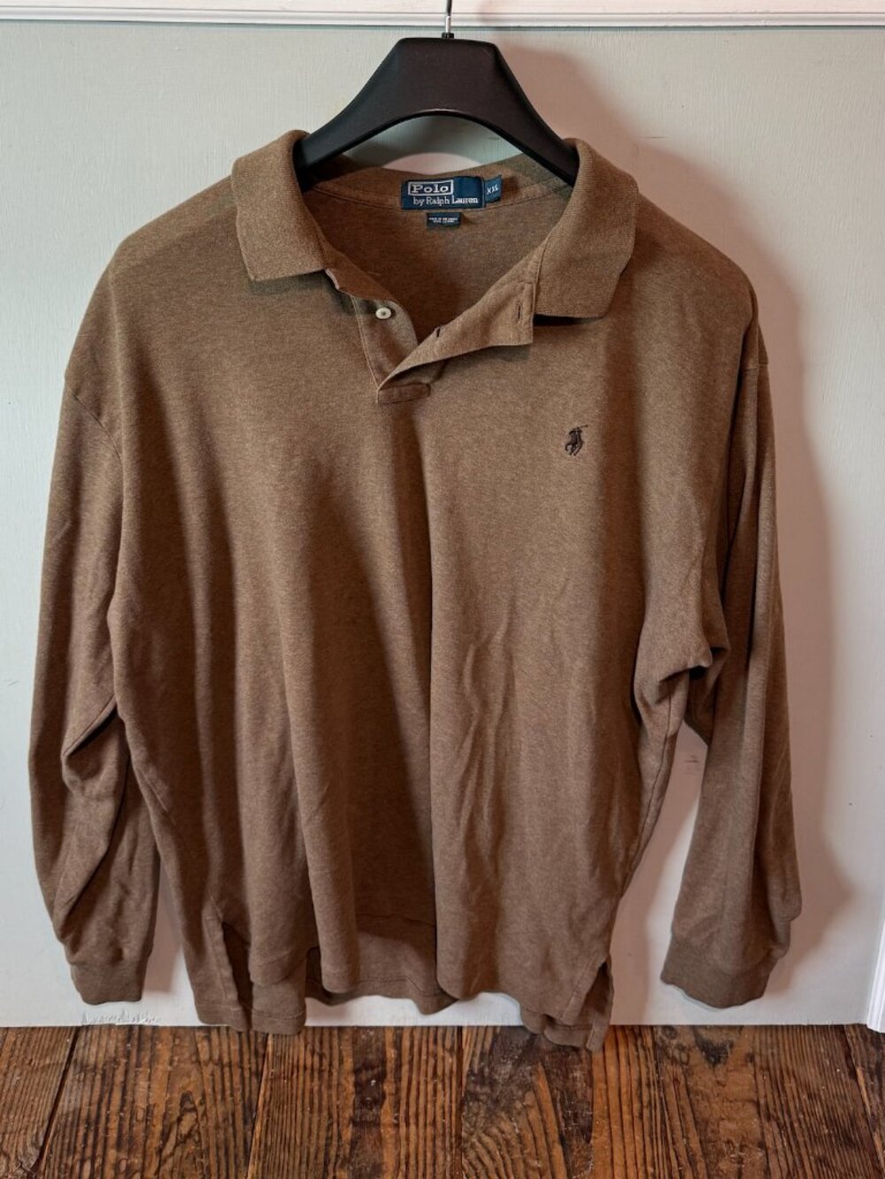 Vintage Ralph Lauren Polo Long Sleeve Shirt Men's Size XXL Tan Preppy Brown EUC